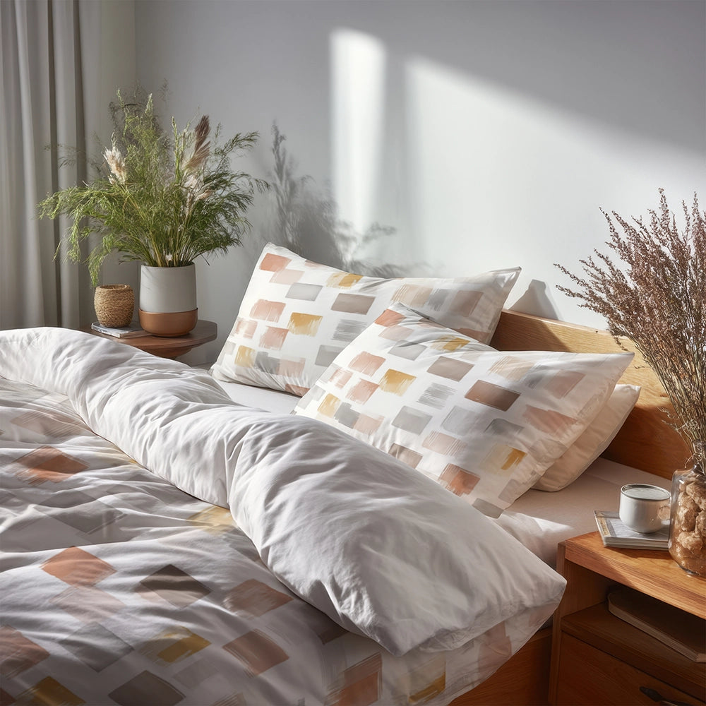 Modern Bedding Set of 3 - Minimal Blocks Duvet Cover Set