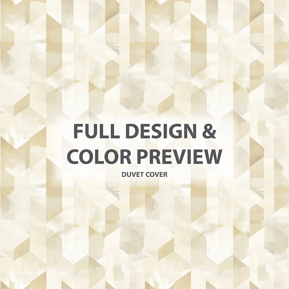 Modern Bedding Set of 5 - Cream Geometry Duvet Cover And Throw Pillow Set