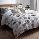 Geometric Shapes Bedding Set 5 Pcs - Neutral Steps Duvet Cover And Throw Pillow Set