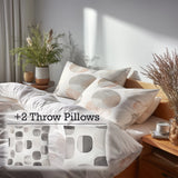 Modern Bedding Set of 5 - Soft Balance Duvet Cover And Throw Pillow Set
