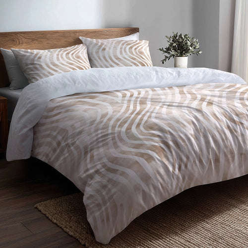 Modern Bedding Set of 3 - Beige Path Duvet Cover Set