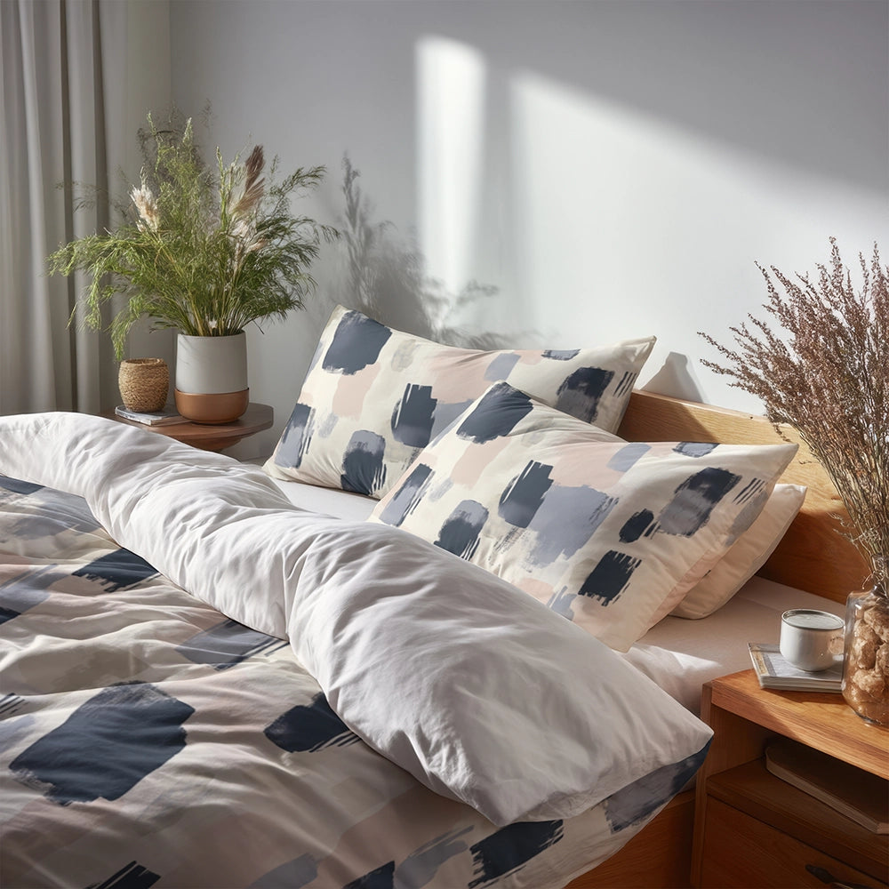 Abstract Duvet Cover Set of 3 - Gentle Marks Bedding Set