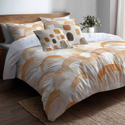 Arc Bedding Set 5 Pcs - Earth Arcs Duvet Cover And Throw Pillow Set
