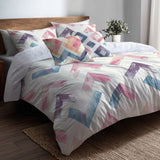 Modern Bedding Set of 5 - Soft Zigzags Duvet Cover And Throw Cushion Set
