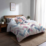 Modern Bedding Set of 5 - Soft Zigzags Duvet Cover And Throw Cushion Set