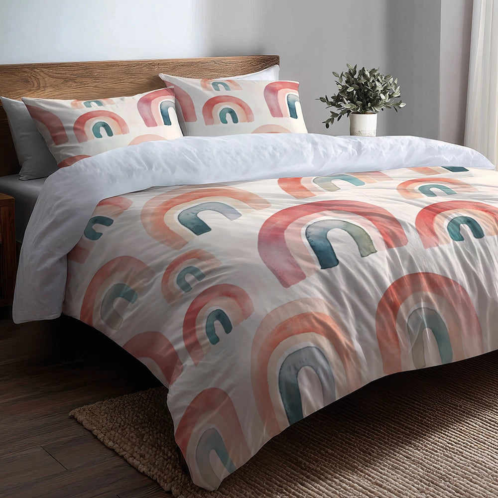Modern Bedding Set of 5 - Baby Arches Duvet Cover And Throw Pillow Set