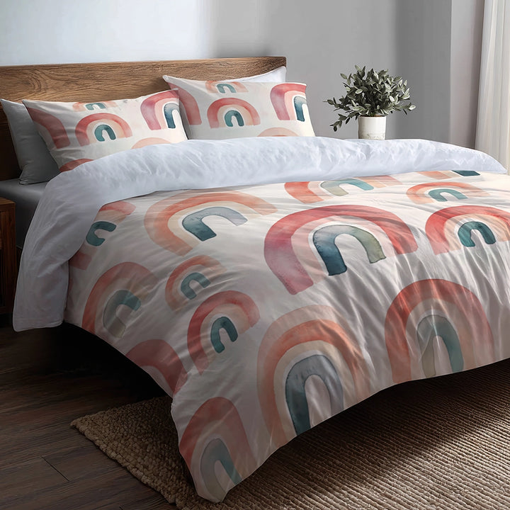 Modern Bedding Set of 5 - Baby Arches Duvet Cover And Throw Pillow Set