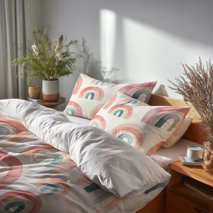 Modern Bedding Set of 5 - Baby Arches Duvet Cover And Throw Pillow Set