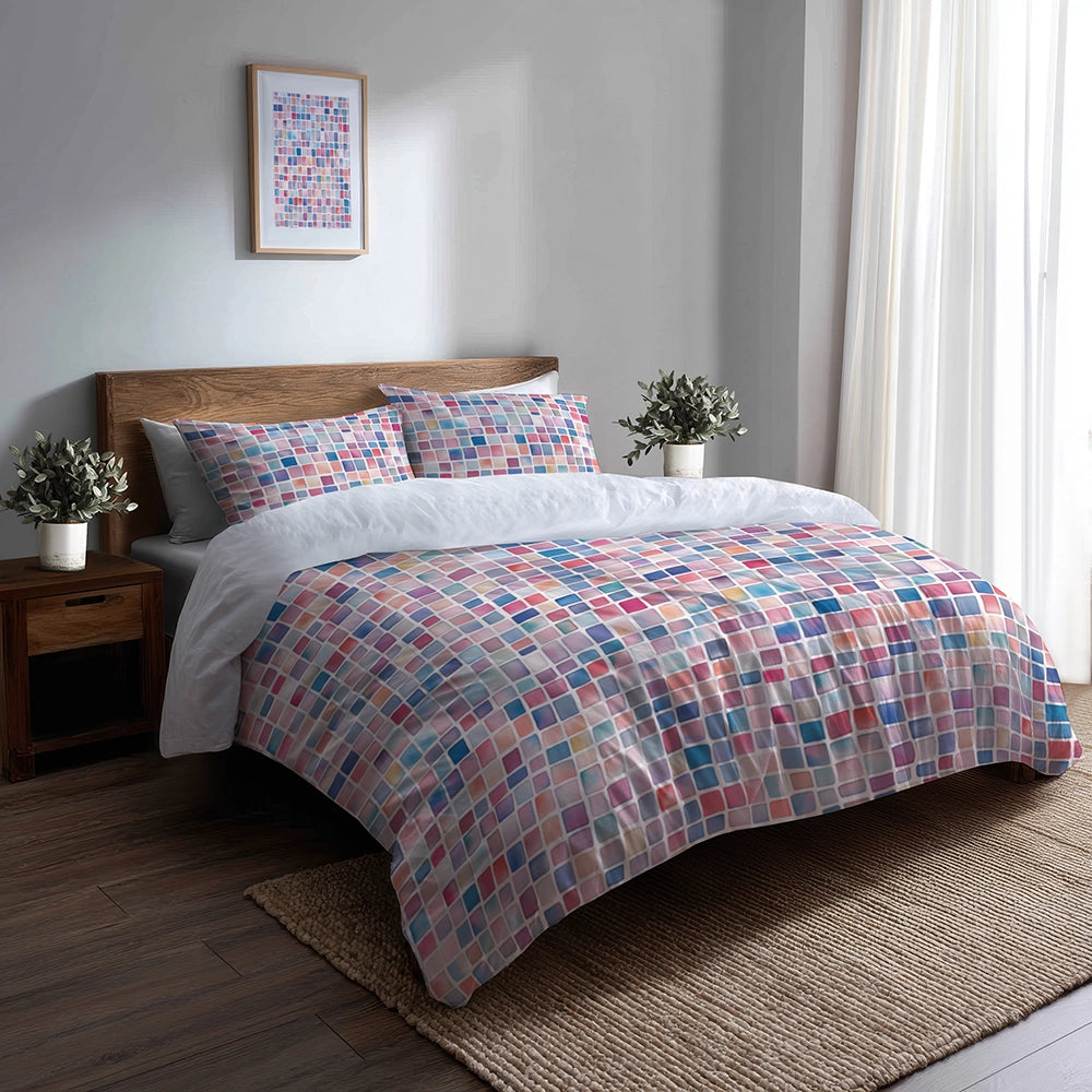Modern Bedding Set of 3 - Tiny Tiles Duvet Cover Set