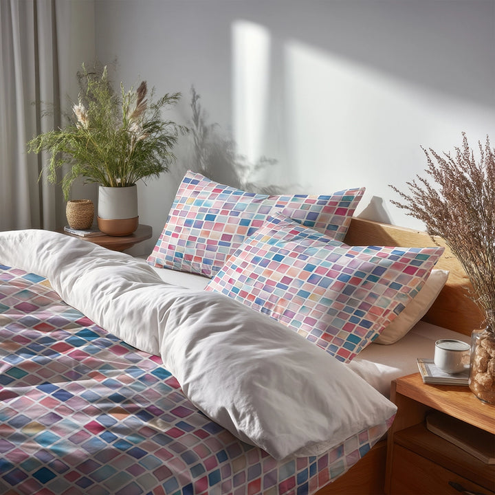 Modern Bedding Set of 3 - Tiny Tiles Duvet Cover Set