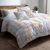 Modern Bedding Set of 5 - Kinder Grids Duvet Cover And Throw Cushion Set