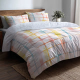Modern Bedding Set of 5 - Kinder Grids Duvet Cover And Throw Cushion Set