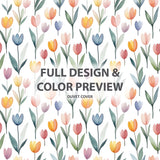 French Country Bedding Set of 3 - Tiny Tulips Duvet Cover with Shams