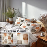 Abstract Bedding Set 5 Pcs - Warm Shibui Duvet Cover And Throw Pillow Set