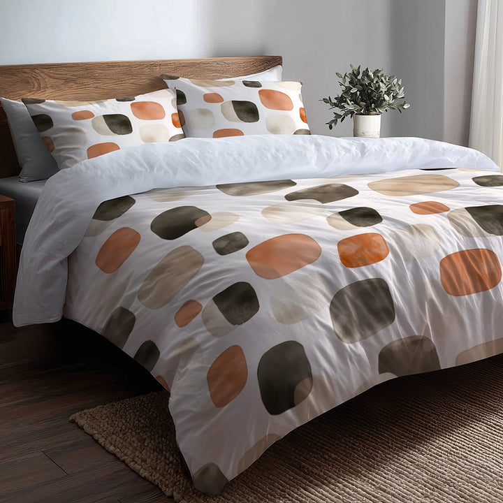 Abstract Bedding Set 5 Pcs - Warm Shibui Duvet Cover And Throw Pillow Set