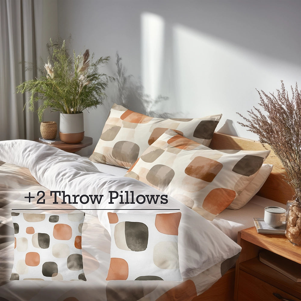 Modern Bedding Set - Warm Shibui Duvet Cover And Cushion Set