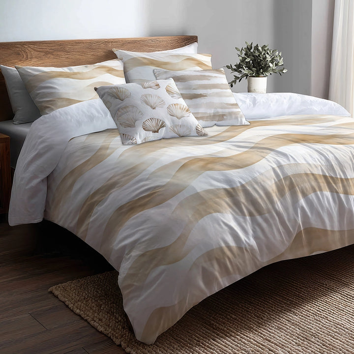 Striped 5 Pcs Bedding Set - Dune Calm Duvet Cover And Pillow Set