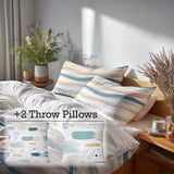 Abstract Bedding Set 5 Pcs - Drift Shore Duvet Cover And Throw Pillow Set