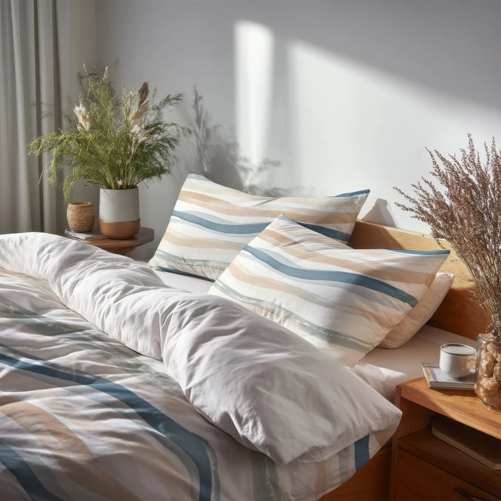 Abstract Bedding Set 5 Pcs - Drift Shore Duvet Cover And Throw Pillow Set