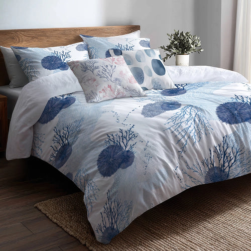 Coastal Bedding Set - Beach Shellfish Duvet Cover And Cushion Set