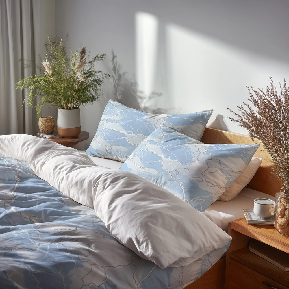 Coastal Bedding Set of 3 - Coastal Line Storm Duvet Cover Set