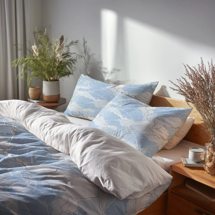 Coastal Bedding Set of 3 - Coastal Line Storm Duvet Cover Set