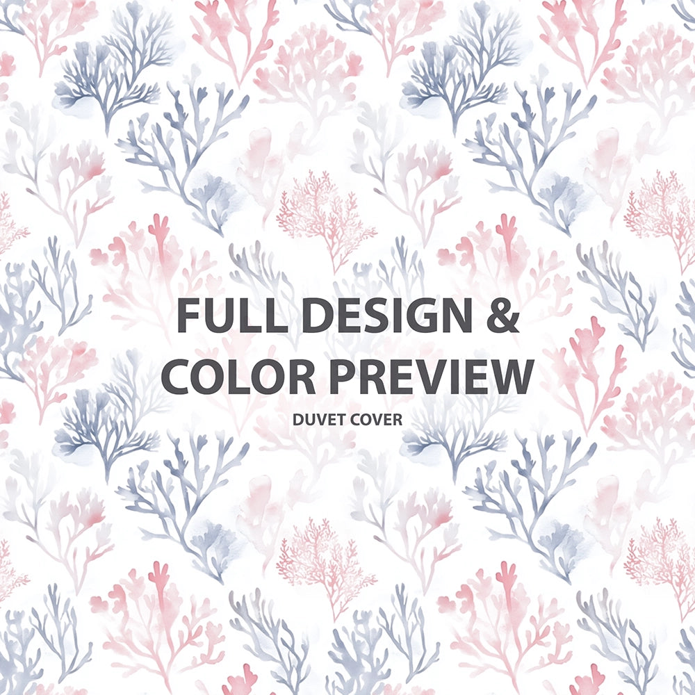 No Pattern Bedding Set - Light Reef Blue And Pink Duvet Cover Set