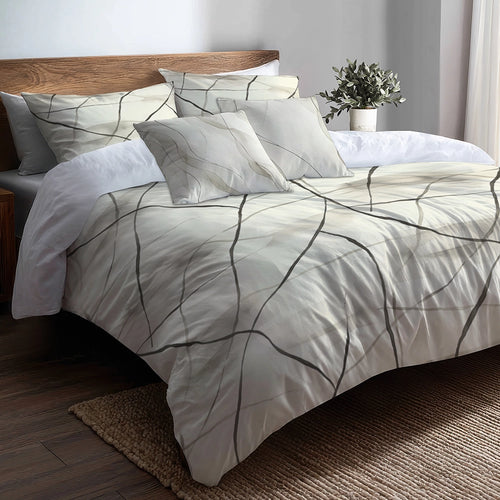 Abstract 5 Pcs Bedding Set - Quiet Lines Duvet Cover And Pillow Set