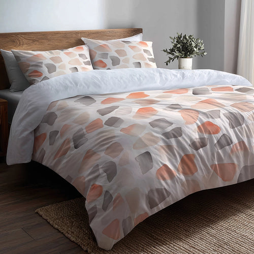 Modern 3 Pcs Bedding Set - Minimalist Stone Shapes Duvet Cover with Shams