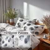 Modern Bedding Set of 5 - Quiet Graphite Duvet Cover And Throw Pillow Set