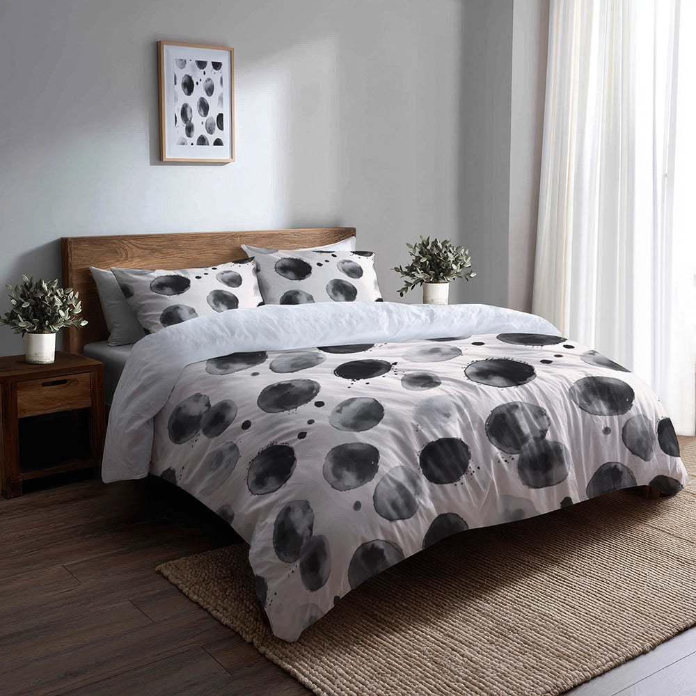 Modern Bedding Set of 5 - Quiet Graphite Duvet Cover And Throw Pillow Set