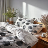 Modern Bedding Set of 5 - Quiet Graphite Duvet Cover And Throw Pillow Set