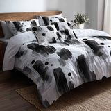 Abstract Duvet Cover Set of 5 - Black Minimal Light Bedding And Throw Pillow Set