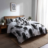 Abstract Duvet Cover Set of 5 - Black Minimal Light Bedding And Throw Pillow Set