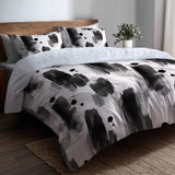 Abstract Duvet Cover Set of 5 - Black Minimal Light Bedding And Throw Pillow Set