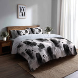 Abstract Duvet Cover Set of 5 - Black Minimal Light Bedding And Throw Pillow Set