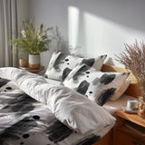 Abstract Duvet Cover Set of 5 - Black Minimal Light Bedding And Throw Pillow Set