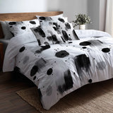 Abstract Bedding Set 5 Pcs - Black Minimal Light Duvet Cover And Throw Pillow Set