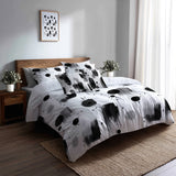 Abstract Bedding Set 5 Pcs - Black Minimal Light Duvet Cover And Throw Pillow Set