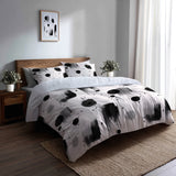 Abstract Bedding Set 5 Pcs - Black Minimal Light Duvet Cover And Throw Pillow Set