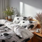 Abstract Bedding Set 5 Pcs - Black Minimal Light Duvet Cover And Throw Pillow Set
