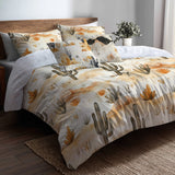 Abstract Bedding Set 5 Pcs - Boho Desert Minimal Duvet Cover And Throw Pillow Set
