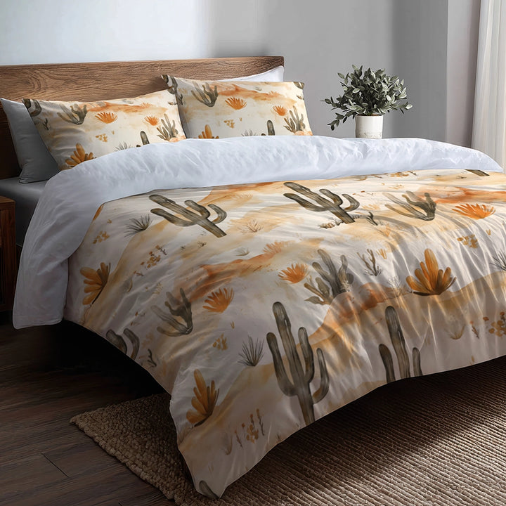 Abstract Bedding Set 5 Pcs - Boho Desert Minimal Duvet Cover And Throw Pillow Set