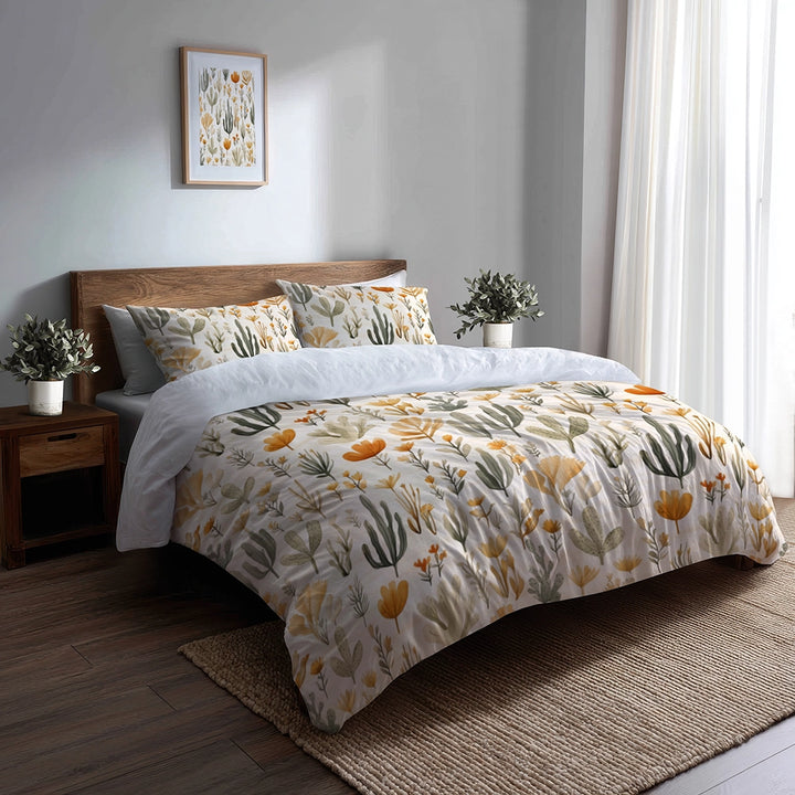Boho Bedding Set of 5 - Boho Desert Minimal Duvet Cover And Throw Pillow Set
