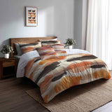Abstract Duvet Cover Set of 5 - Warm Horizon Bedding And Throw Pillow Set