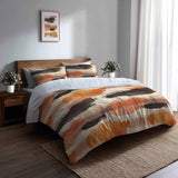 Abstract Duvet Cover Set of 5 - Warm Horizon Bedding And Throw Pillow Set
