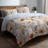 Boho Bedding Set - Botanical Sand Garden Duvet Cover And Cushion Set
