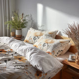 Boho Bedding Set - Botanical Sand Garden Duvet Cover And Cushion Set