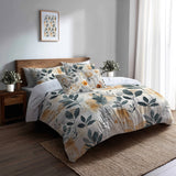 Boho Bedding Set of 5 - Botanical Sand Garden Duvet Cover And Throw Pillow Set