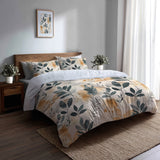 Boho Bedding Set of 5 - Botanical Sand Garden Duvet Cover And Throw Pillow Set